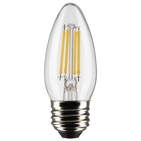 4 Watt B11 LED Lamp, Clear, Medium Base, 90 CRI, 4000K, 120 Volts